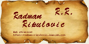Radman Ripulović vizit kartica